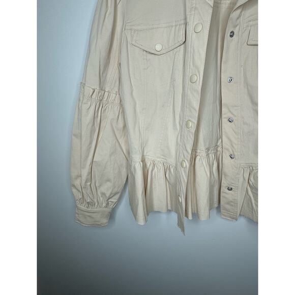 NWT Sergio Puff Sleeve Ruffle Trim Jacket in Eggshell Size Small - Picture 3 of 8
